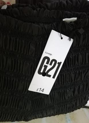 Спідниця юбка чорна жатка стильна з оборочками міні george g 2110 фото