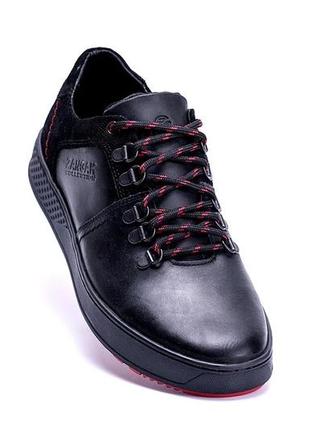 Чоловічі шкіряні кросівки zg aircross black and red6 фото