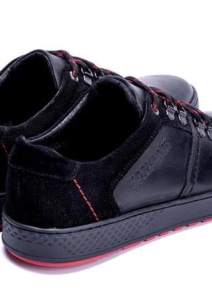 Чоловічі шкіряні кросівки zg aircross black and red7 фото
