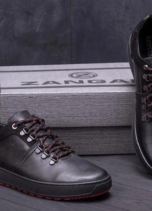 Чоловічі шкіряні кросівки zg aircross black and red4 фото