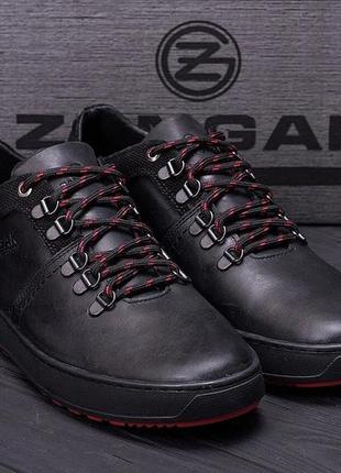 Чоловічі шкіряні кросівки zg aircross black and red3 фото