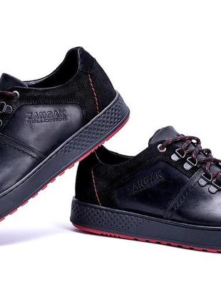 Чоловічі шкіряні кросівки zg aircross black and red5 фото