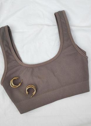 Базовий трикотажний топ в рубчик ✨ h&m ✨ кроп топ коротка майка ліф бюст бра