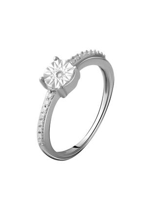 Серебряное кольцо с натуральными бриллиантом 0.05ct (16.5/17/17.5 см размеры) 2064312