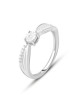 Серебряное кольцо с натуральными бриллиантом 0.03ct (18/18.5/19 см размеры) 2074670