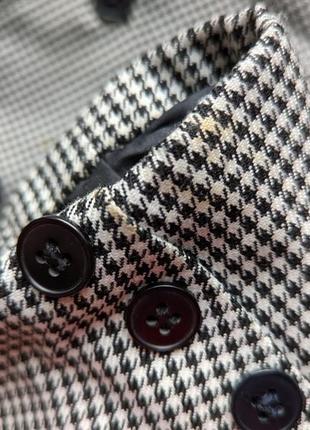 Жакет пиджак винтажный черно белый серый гусиная лапка m l xl вискоза англия прямой9 фото