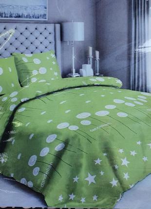 Якісна салатова натуральна котонова бязь постіль двоспальне 200*215