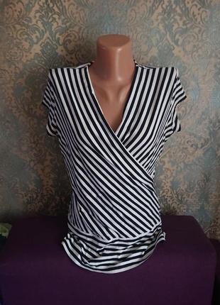 Женская блуза в полоску блузка блузочка футболка р.44 /46/48