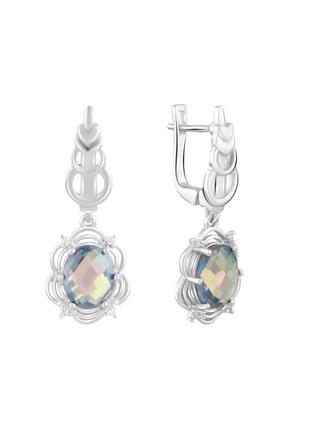 Серебряные серьги с мистик топазом 1.7ct (2100102)