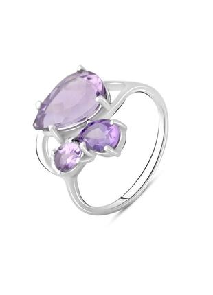 Серебряное кольцо с натуральным аметистом 2.7ct (17.5см размер) 2107156