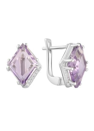 Срібні сережки з натуральним аметистом 5.875 ct (2107330)