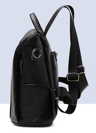 Жіночий рюкзак міський шкіряна сумка трансформер сумка-рюкзак жіночий з натуральної шкіри чорний2 фото
