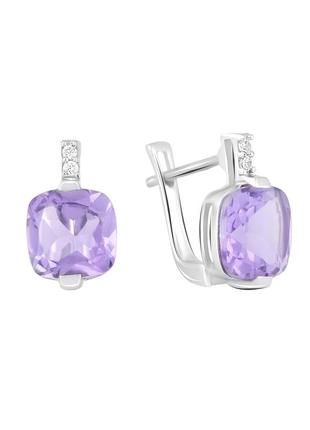 Срібні сережки з натуральним аметистом 5.603 ct (2111290)