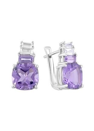 Срібні сережки з натуральним аметистом 5ct (2111320)