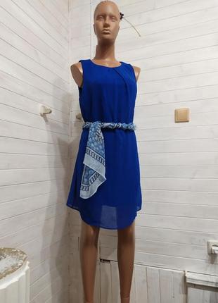 Е платье  воздушное, на подкладке +шарф поясок в подарок