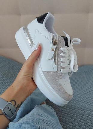 Кросівки жіночі білі з бежевим 210113 демісезонні