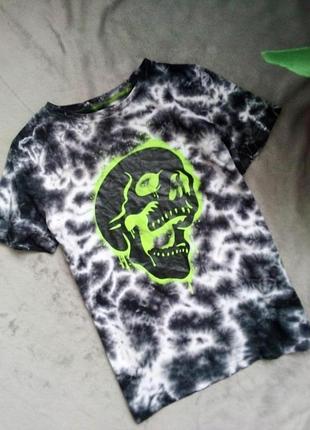Футболка принт тай дай череп