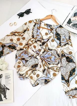 Стильна вкорочена блуза/блузка/кофта на ґудзичках та зав'язці primark, на р. м