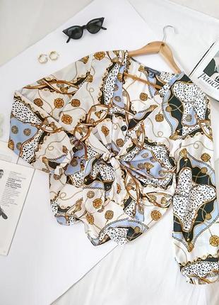 Стильна вкорочена блуза/блузка/кофта на ґудзичках та зав'язці primark, на р. м3 фото