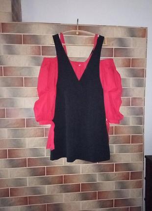 Двійка сарафан і стильна блуза з відкритими плечима