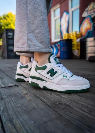 Кроссовки женские new balance 550 white green/кросівки жіночі нью беленс