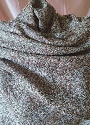 Бежевый  хлопковый шарф с люрексом для создания стильного образа