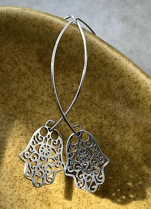 Сережки рука фатіми (хамса, рука міріам, рука бога)