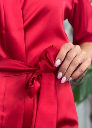 Жіночий ніжний шовковий халат, класичний халатик шовк5 фото