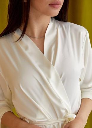 Жіночий ніжний шовковий халат, класичний халатик шовк10 фото