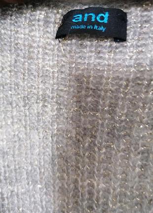 Сірий пуловер люрекс англійська резинка v образний виріз7 фото