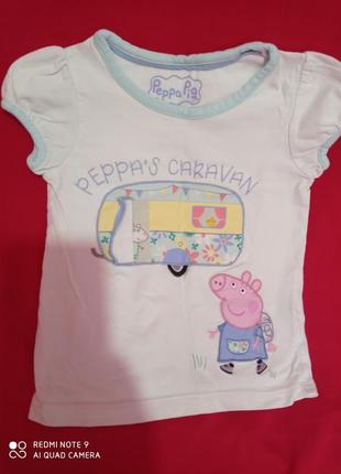 Р12. хлопковая трикотажная футболка с апликацией peppa pig хлопок  трикотаж2 фото