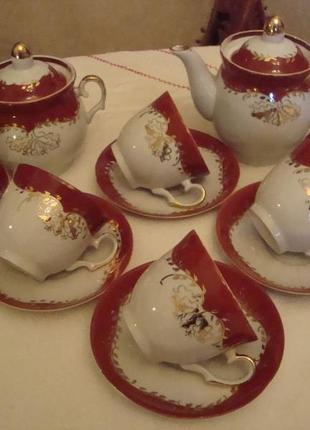Гарний чайний сервіз фарфор срср баранівка №600б