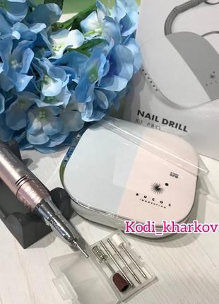 Фрезер для маникюра bucos nail drill x1 pro blush pink 65 ватт, 40 000 об./мин.