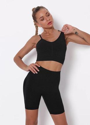 Фітнес-комплект (топ + велосипедки) пушап s, m, l, xl