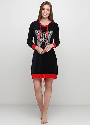 Темно-синя домашній сукня wild love метелики