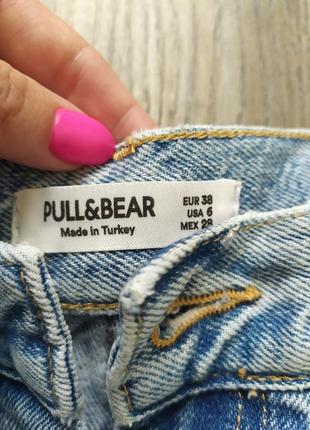 Джинси широкі з розрізом з необробленим низом pull&bear 8681/302/4005 фото