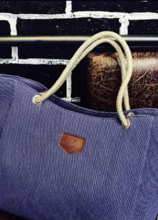 Універсальна жіноча сумка з щільної тканини в стилі кежуал. блакитний1 фото