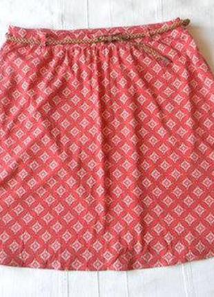Юбка, женская, лёгкая, лето, с подкладкой, с плетеным поясом, размер 46, 8638