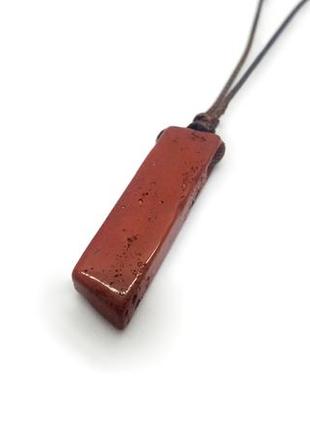 🔴⚫️ кулон "брусочек" на шнурке натуральный камень красная яшма1 фото