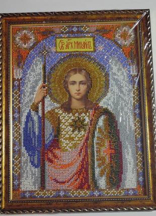 Картины иконы вишивка бисером святой архангел михаил