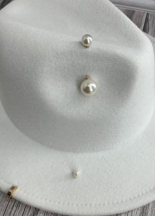 Капелюх федора унісекс з стійкими полями білий10 фото