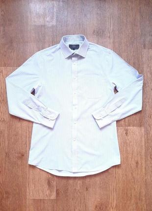 Сорочка біла в голубу смужку marks&spencer  slim fit 15"  38 см  розмір s2 фото