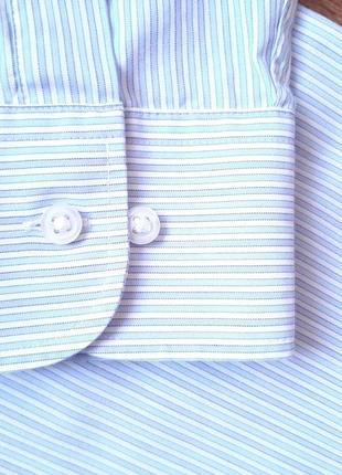 Сорочка біла в голубу смужку marks&spencer  slim fit 15"  38 см  розмір s8 фото