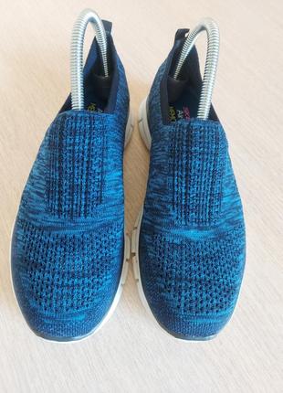 Трикотажні кросівки без шнурків skechers glider stunner aqua blue3 фото