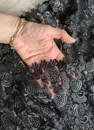 Довга чорна сукня плаття платье в пол мереживо атлас сатин3 фото
