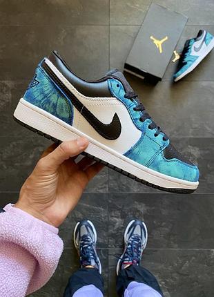 Мужские кожаные кроссовки nike air jordan retro 1 low tie dye  #найк