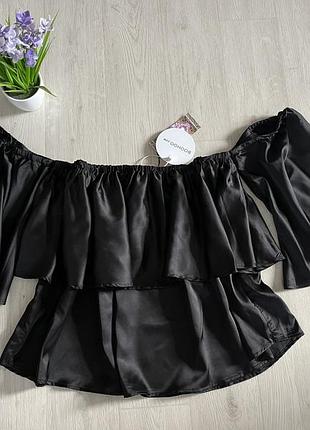 Фірмова блуза boohoo нова з етикеткою, чорна ,объемні рукава🖤