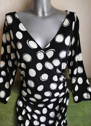 Платье трикотажное миди в горох