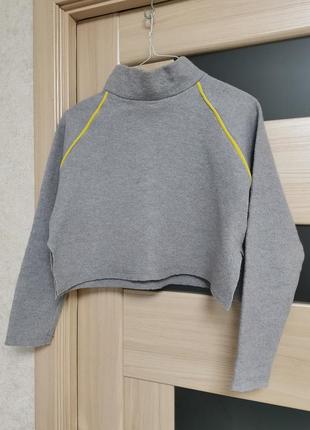 Укороченный свитер оверсайз 100% шерсть