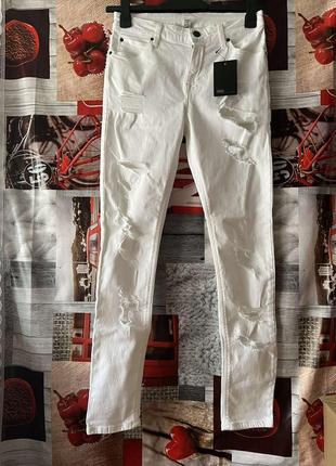 Стильні білі фірмові рвані джинси asos , розмір s2 фото